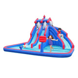 Megastar Inflatable Water Lagoon Park With Large Water Slides And Basketball Hoop - Blue