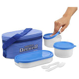 Milton Plastic Double Decker Lunch Box Set With Lunch Bag - Blue
