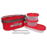 Milton Plastic Double Decker Lunch Box Set With Lunch Bag - Red