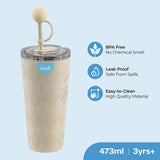 Moon Double Wall Smoothie Cup With Straw 16Oz-White