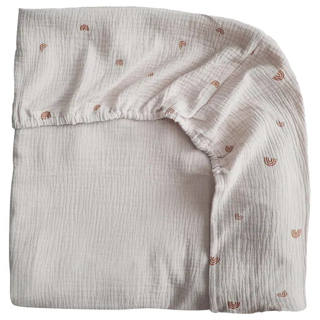 Mushie Crib Sheet Medium Rainbow - Laadlee
