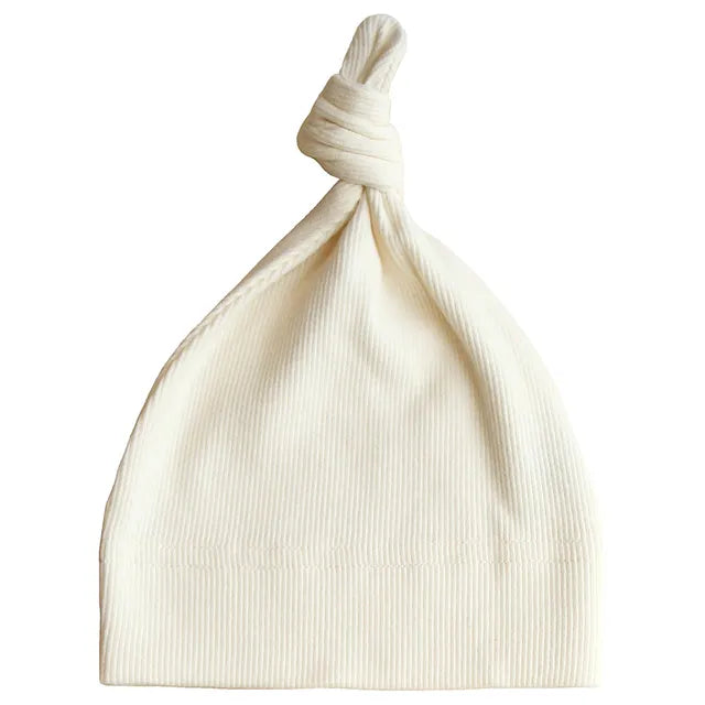 Mushie Ribbed Baby Beanie Ivory - Laadlee
