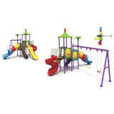 MYTS Bright & Safe Playhouse With 3 Swings & 3 Slides