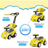 MYTS Canopy 3-In-1 Ride On Push Car With Sun Visor - Yellow