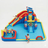 MYTS Kids Giant Inflatable Castle Water Park With Double Slide, Splash Pool And Climbing Wall