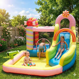 MYTS Kids Inflatable Bouncy Castle With Water Slide And Splash Pool - Candy Rainbow