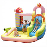 MYTS Kids Inflatable Bouncy Castle With Water Slide And Splash Pool - Candy Rainbow