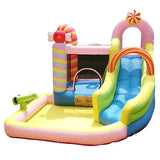 MYTS Kids Inflatable Bouncy Castle With Water Slide And Splash Pool - Candy Rainbow