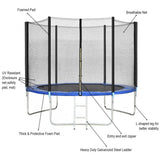 MYTS Kids Trampoline Round 12 Feet For Outdoor