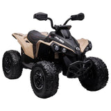 MYTS Licensed ATV 4 Wheeler Electric Quad Bike - Cream Brown