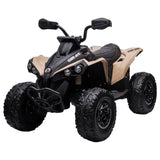 MYTS Licensed ATV 4 Wheeler Electric Quad Bike - Cream Brown