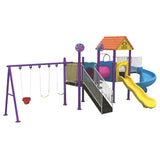 MYTS Outdoor Playground With 3 Swings and Backyard Slide