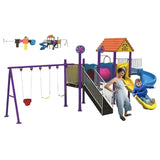 MYTS Outdoor Playground With 3 Swings and Backyard Slide