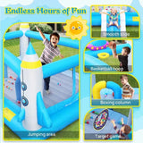 Megastar Big Jumpy Bounce House, Inflatable Slide Water Park, Outdoor Bouncy House With Blower - Blue