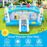 Megastar Big Jumpy Bounce House, Inflatable Slide Water Park, Outdoor Bouncy House With Blower - Blue