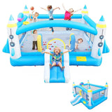 Megastar Big Jumpy Bounce House, Inflatable Slide Water Park, Outdoor Bouncy House With Blower - Blue