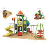 MYTS Tube Curved Slide And 3 Swing With Climber For Kids