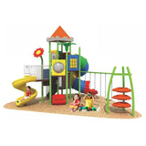 MYTS Tube Curved Slide And 3 Swing With Climber For Kids