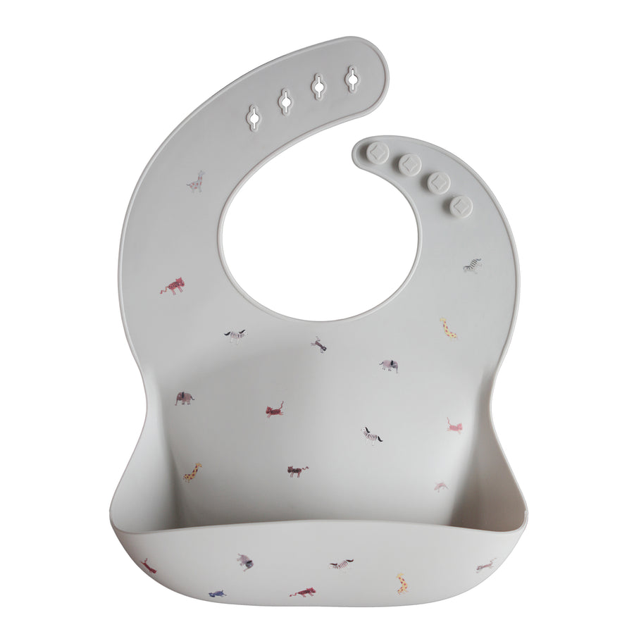 Mushie Silicone Bib Light Gray Safari - Laadlee