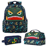 Nohoo Kids Dino 16Inch School Bag with Lunch Bag and Pencil Case - Purple (Set of 3)