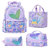 Nohoo Kids Mermaid 16Inch School Bag with Lunch Bag, Handbag and Pencil Case - Blue (Set of 4)