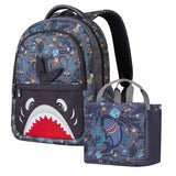 Nohoo Kids Shark 16Inch School Bag with Handbag Combo Set - Grey