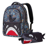 Nohoo Kids Shark 16Inch School Bag with Pencil Case Combo Set - Grey
