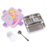 Nova Kids Mermaid Stainless Steel 3 Compartment Bento Lunch Box Set - Purple