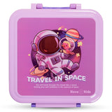 Nova Kids Astronaut 3 Compartment Bento Lunch Box ith Spoon, Fork And Stainless Steel Gravy Box - Purple