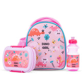 Nova Kids Dinosaurs Lunch Bag With Lunch Box And Water Bottle - Pink