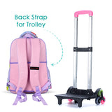Nova Kids Butterfly School Bag With Trolley 17.5Inch - Purple