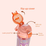 Nova Kids Water Bottle With Straw 700ml - Orange