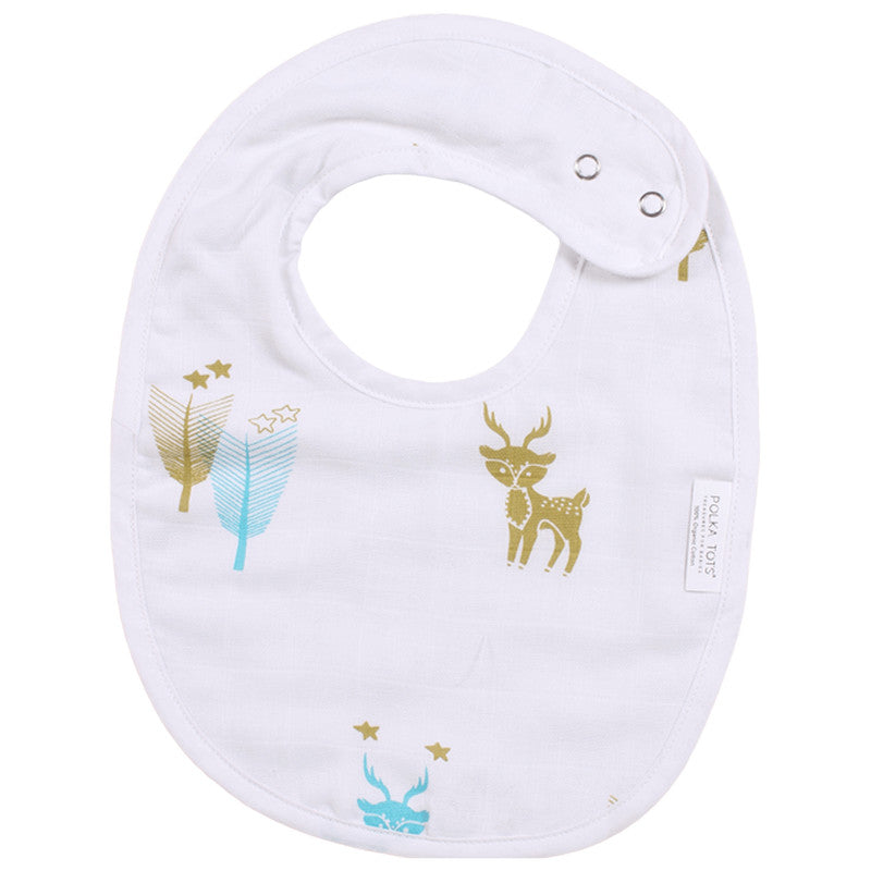 Polka Tots Organic Muslin Cotton Bib - Reindeer - Laadlee