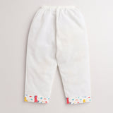 Polka Tots Full Sleeves Night Wear Dinosaur Kurta Pyjama - White - Laadlee