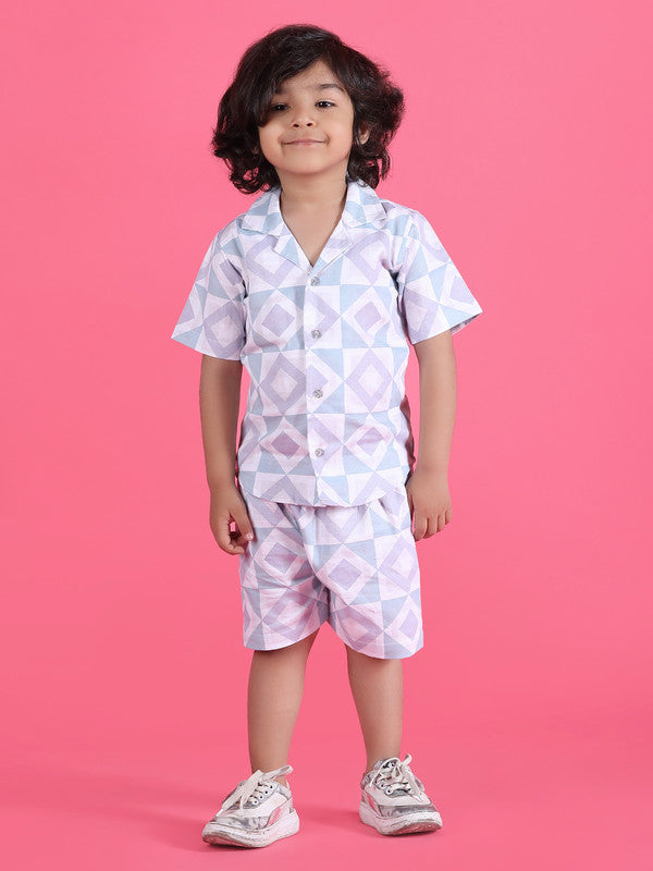 Polka Tots Half Sleeves Baby Co-ord Set - Blue - Laadlee