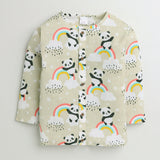 Polka Tots Full Sleeves Baby Night Wear Rainbow Kurta Pyjama - Cream - Laadlee