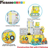 Picasso Magnetic Tiles Construction Set with Trucks - 8pcs