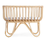 Childhome Rattan Cradle 80x40 With Mattress and Off White Cover