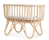 Childhome Rattan Cradle 80x40 With Mattress and Off White Cover