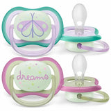 Philips Avent Ultra Air Soother Nighttime 0M-6M Girl - 2 Pcs