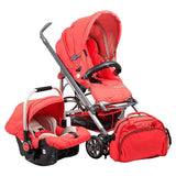 Pierre Cardin 3-in-1 Baby Stroller With Diaper Bag - Red