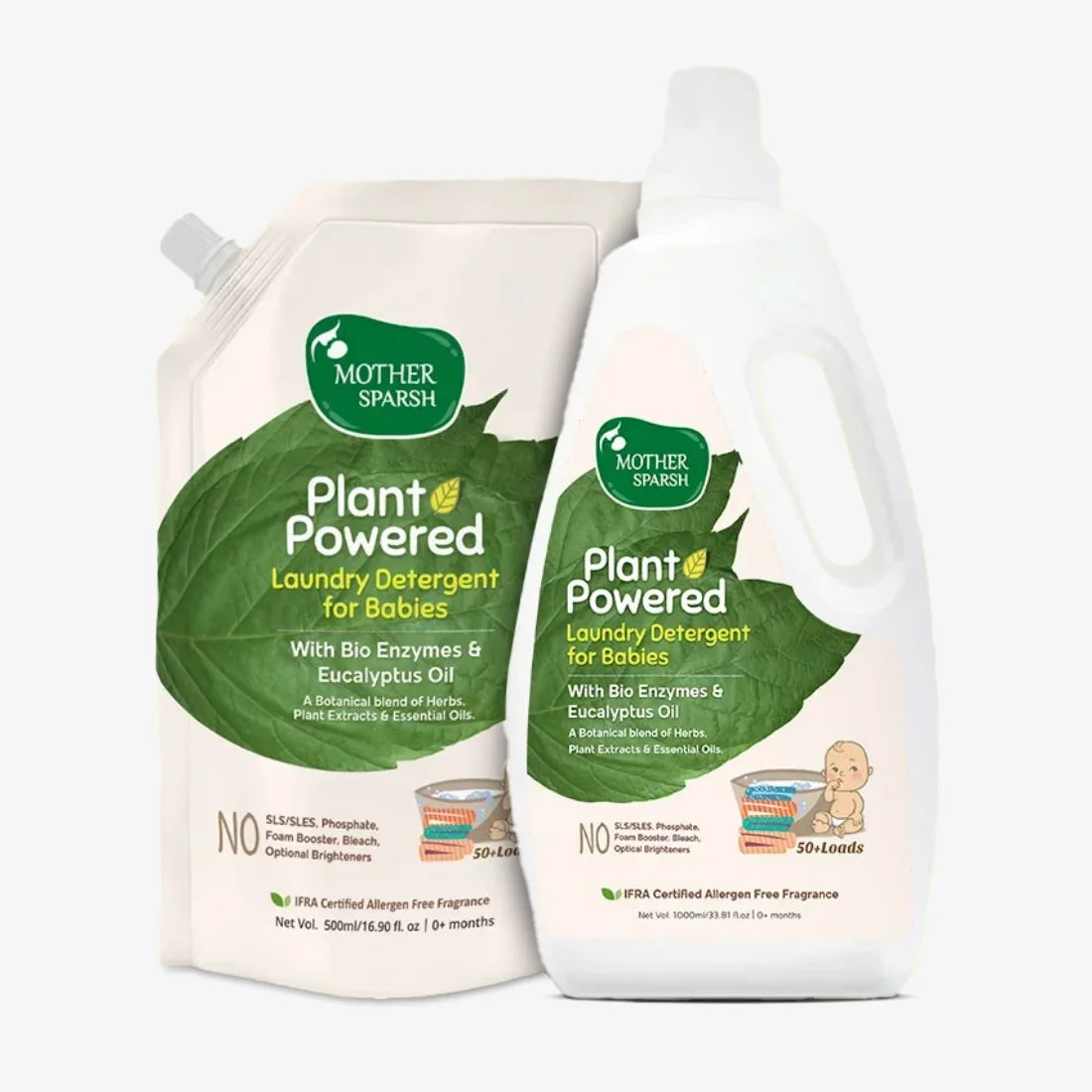 Mother Sparsh Plant Powered Laundry Detergent for Babies + Refill- Pack of 2 - Laadlee