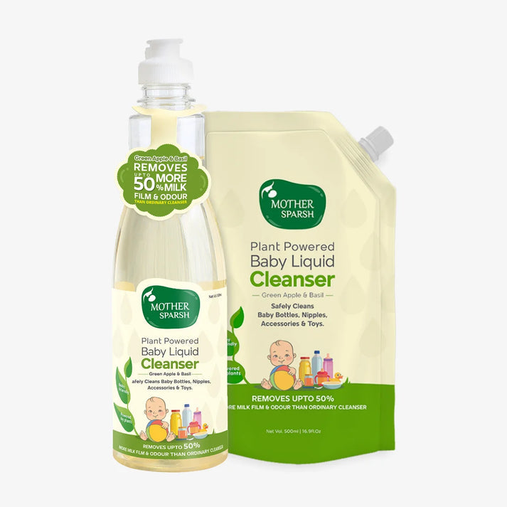 Mother Sparsh Plant Powered Baby Liquid Cleanser + Refill - Pack of 2 - Laadlee