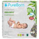 PureBorn Organic Bamboo Ultra Soft (Up To 5Kg) Nappies Size 1 Leopard Print - 68 Pcs