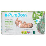 PureBorn Organic Bamboo Ultra Soft (Up To 5Kg) Nappies Size 1 Tropic Print - 34 Pcs