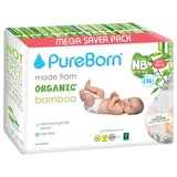 PureBorn Organic Bamboo Ultra Soft (Up To 5Kg) Nappies Size New Born Leopard Print - 136 Pcs