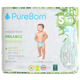 PureBorn Organic Bamboo Ultra Soft (11 - 18 kg) Nappies Size 5 Daisy Print - 22 Pcs