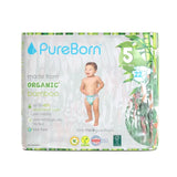 PureBorn Organic Bamboo Ultra Soft (11 - 18 kg) Nappies Size 5 Tropic Print - 22 Pcs