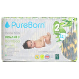 PureBorn Organic Bamboo Ultra Soft (3 - 6kg) Nappies Size 2 Leopard Print - 32 Pcs