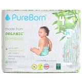 PureBorn Organic Bamboo Ultra Soft (7 - 12 kg) Nappies Size 4 Daisy Print - 24 Pcs